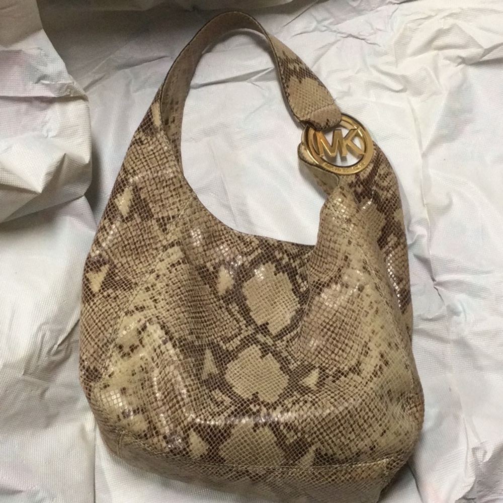 Michael Kors Python Snakeskin Print Embossed Shou… - image 2